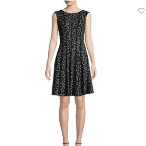 Gabby Skye Black & White Leopard Pattern Sleeveless Dress